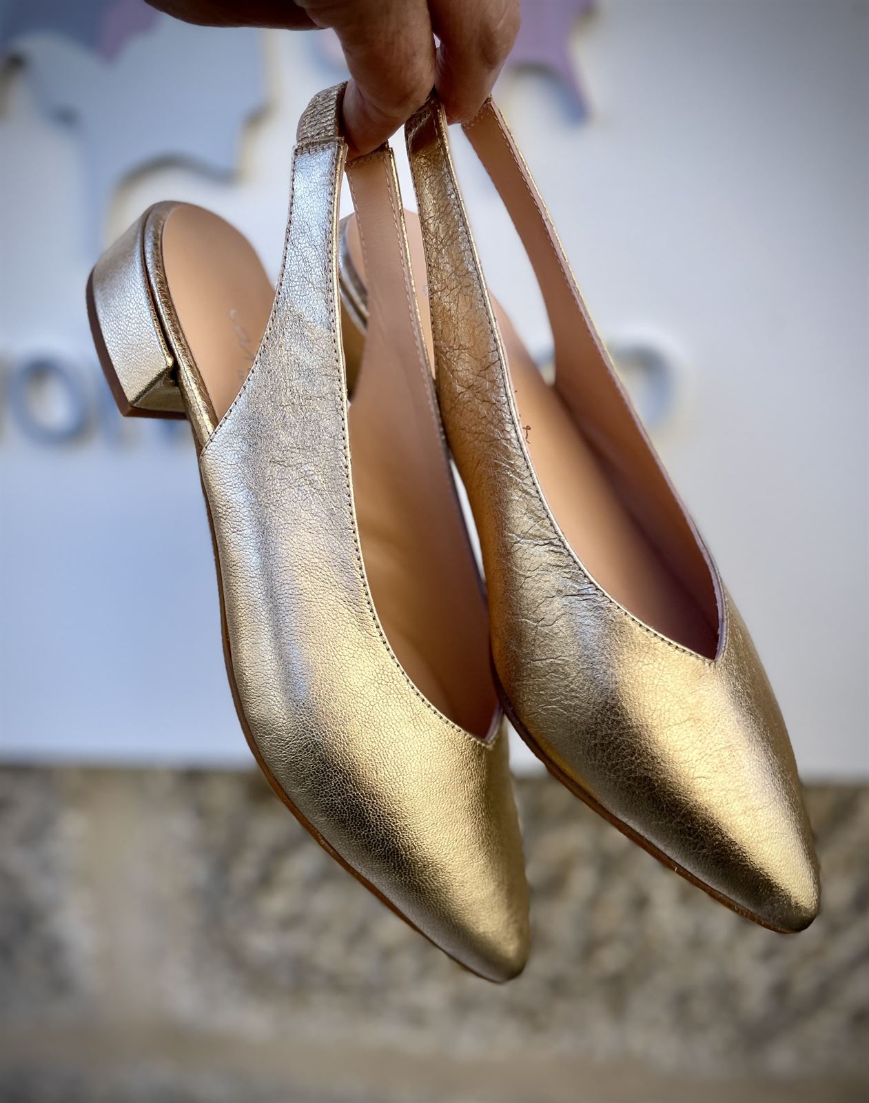Baailarina zapato Candelitas metalizado champagne - Imagen 4