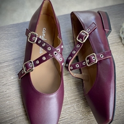 Bailarina Candelitas hebilla cruzada burdeos - Imagen 1