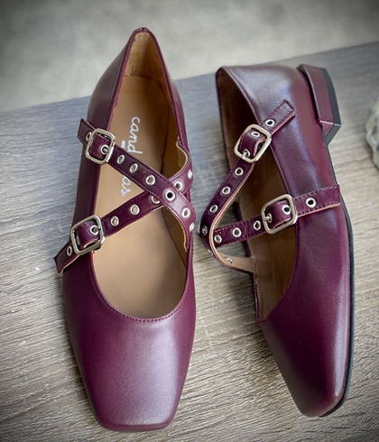 Bailarina Candelitas hebilla cruzada burdeos - Imagen 1