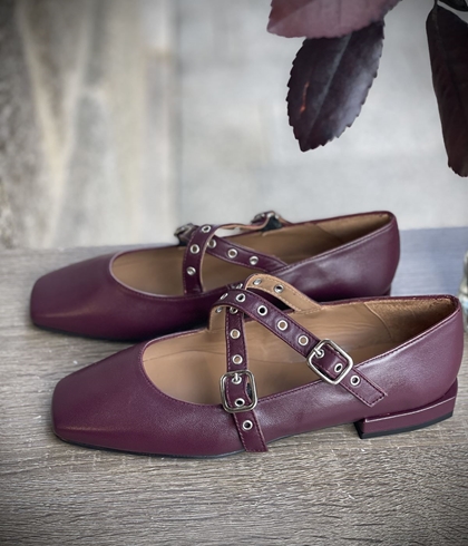 Bailarina Candelitas hebilla cruzada burdeos - Imagen 2