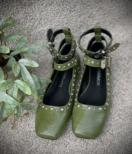 Bailarina Noa Harmon COCKTAIL Mary Jane verde tachas - Imagen 1