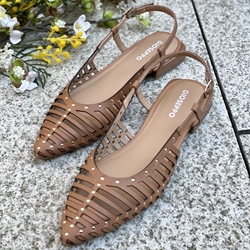 BAILARINA Piel destalonada  74076  JERICHO tachas camel - Imagen 1