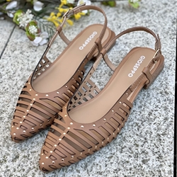 BAILARINA Piel destalonada  74076  JERICHO tachas camel - Imagen 2