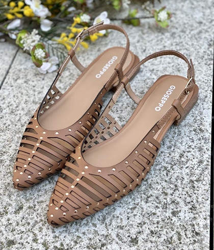 BAILARINA Piel destalonada  74076  JERICHO tachas camel - Imagen 2