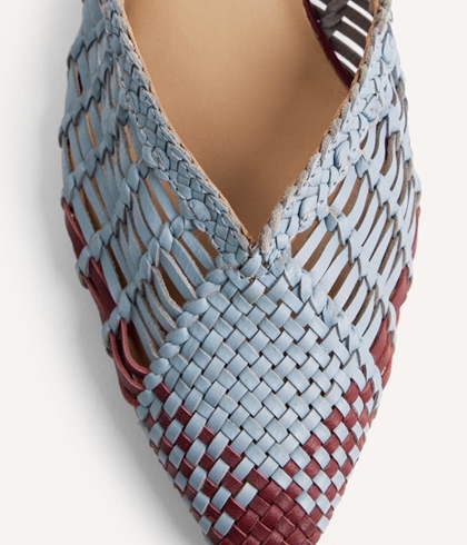 BAILARINA Piel trenzada destalonada 79221 MAGAINI azul burdeos - Imagen 2