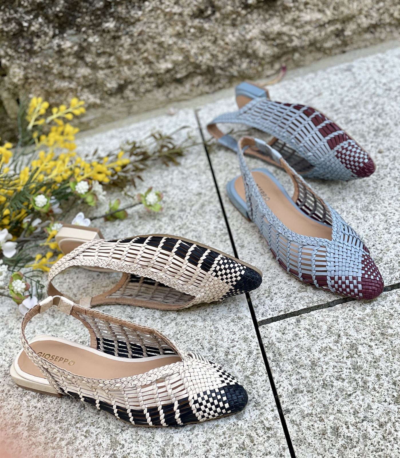 BAILARINA Piel trenzada destalonada 79221 MAGAINI azul burdeos - Imagen 4