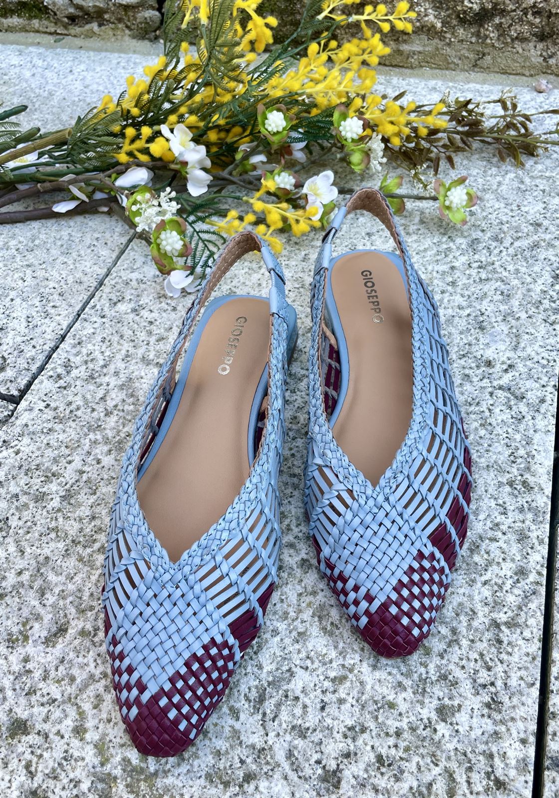 BAILARINA Piel trenzada destalonada 79221 MAGAINI azul burdeos - Imagen 6