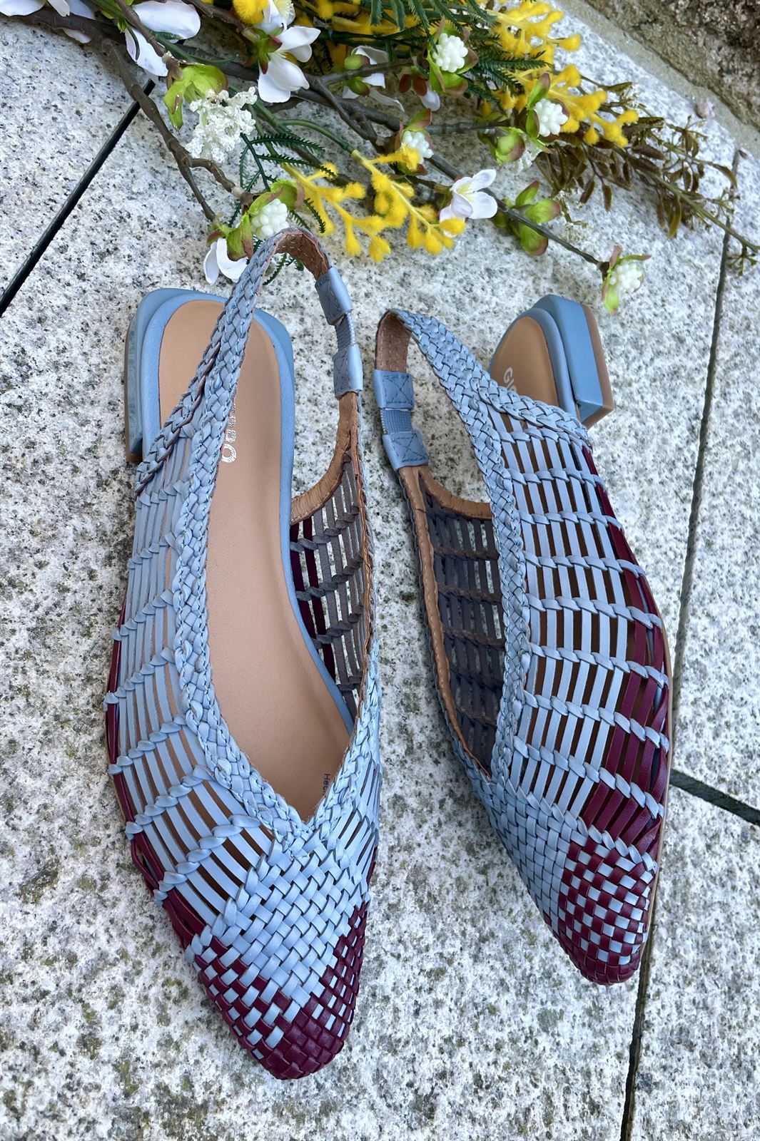 BAILARINA Piel trenzada destalonada 79221 MAGAINI azul burdeos - Imagen 1