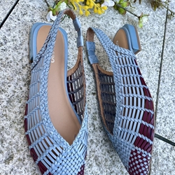 BAILARINA Piel trenzada destalonada 79221 MAGAINI azul burdeos - Imagen 1