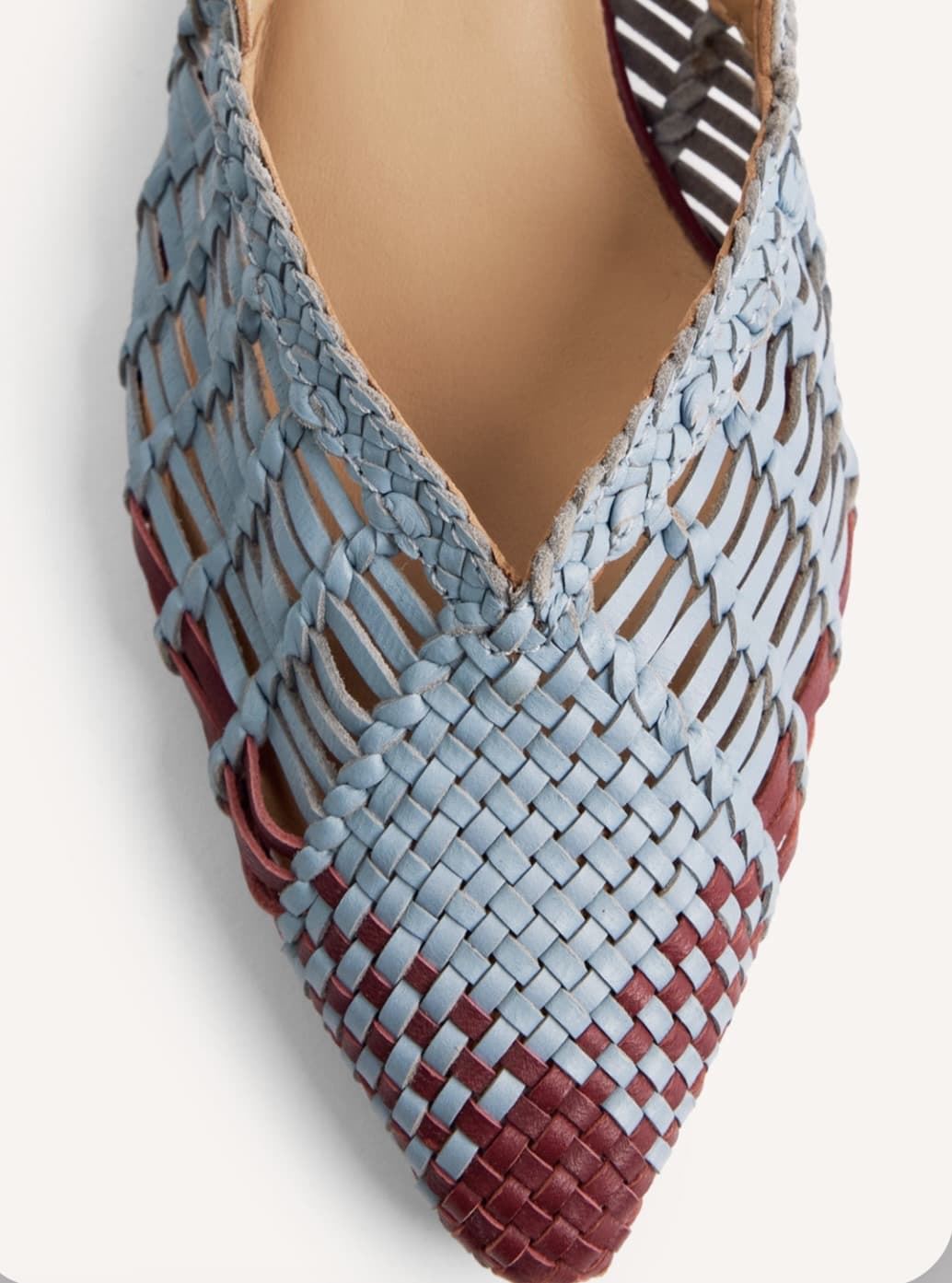 BAILARINA Piel trenzada destalonada 79221 MAGAINI azul burdeos - Imagen 2