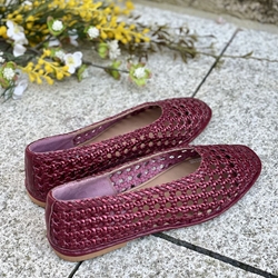 Bailarina Piel trenzada EMBEYA 78242 METALIZADO Burgundy granate (Gioseppo) - Imagen 2