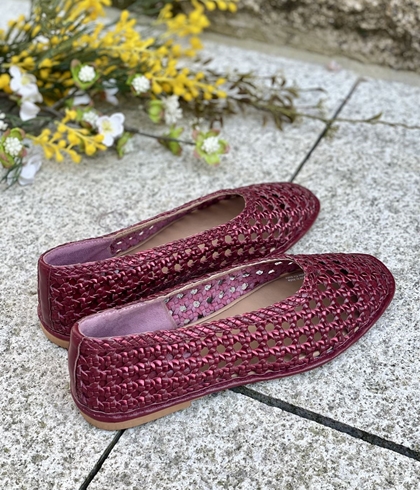 Bailarina Piel trenzada EMBEYA 78242 METALIZADO Burgundy granate (Gioseppo) - Imagen 2