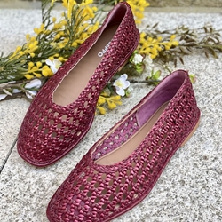 BAILARINA Piel trenzada  EMBEYA 78242 METALIZADO Burgundy granate - Imagen 1