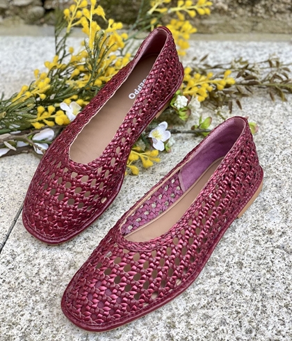 BAILARINA Piel trenzada  EMBEYA 78242 METALIZADO Burgundy granate - Imagen 1