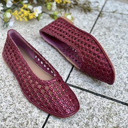 BAILARINA Piel trenzada  EMBEYA 78242 METALIZADO Burgundy granate - Imagen 2