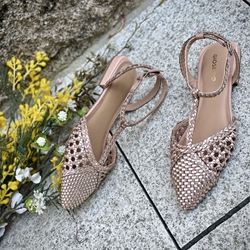 BAILARINA Piel trenzada  JHELUM 79237 NUDE Y METALIZADO - Imagen 1