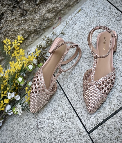 BAILARINA Piel trenzada  JHELUM 79237 NUDE Y METALIZADO - Imagen 1