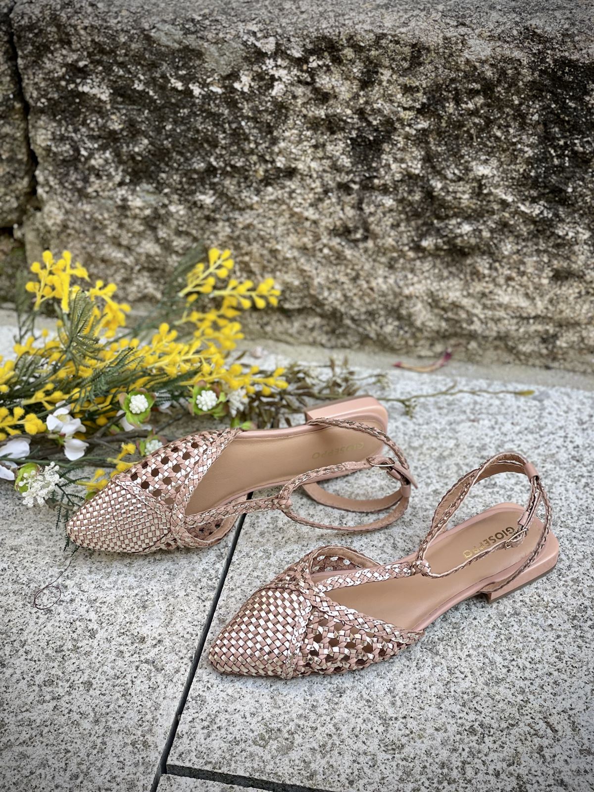 BAILARINA Piel trenzada  JHELUM 79237 NUDE Y METALIZADO - Imagen 2