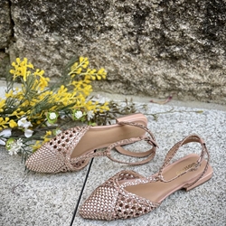 BAILARINA Piel trenzada  JHELUM 79237 NUDE Y METALIZADO - Imagen 2