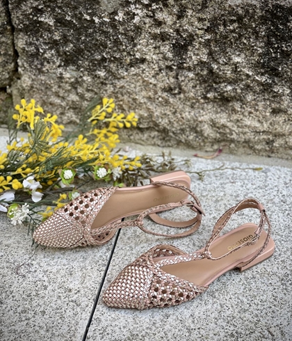 BAILARINA Piel trenzada  JHELUM 79237 NUDE Y METALIZADO - Imagen 2