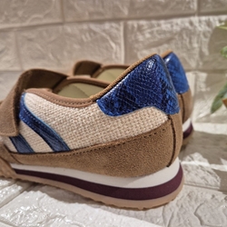 BAILARINAS DEPORTIVAS  Gioseppo  NIONBE PIEL Y LINO beige azul - Imagen 1