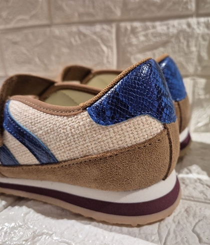 BAILARINAS DEPORTIVAS  Gioseppo  NIONBE PIEL Y LINO beige azul - Imagen 1