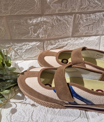 BAILARINAS DEPORTIVAS  Gioseppo  NIONBE PIEL Y LINO beige azul - Imagen 2