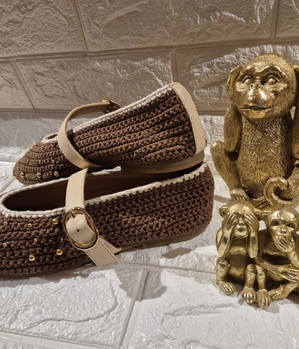 BAILARINAS GIOSEPPO  78190 MANYONI PIEL, CROCHET Y CUENTAS  MARRÓN - Imagen 1