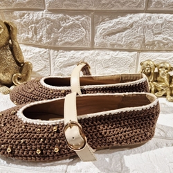 BAILARINAS GIOSEPPO  78190 MANYONI PIEL, CROCHET Y CUENTAS  MARRÓN - Imagen 2