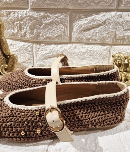 BAILARINAS GIOSEPPO  78190 MANYONI PIEL, CROCHET Y CUENTAS  MARRÓN - Imagen 2