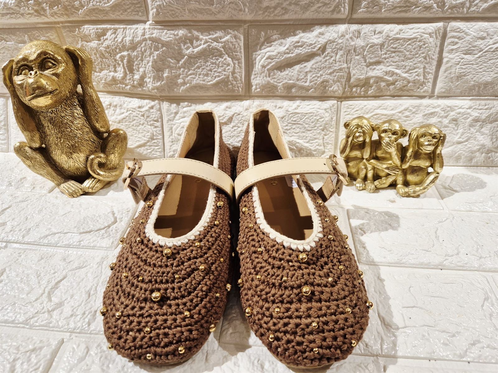 BAILARINAS GIOSEPPO  78190 MANYONI PIEL, CROCHET Y CUENTAS  MARRÓN - Imagen 3