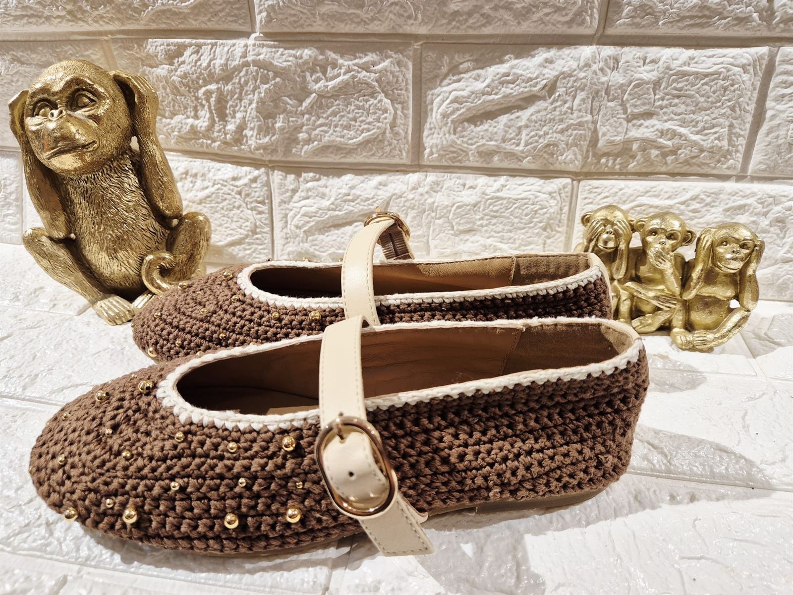 BAILARINAS GIOSEPPO  78190 MANYONI PIEL, CROCHET Y CUENTAS  MARRÓN - Imagen 5