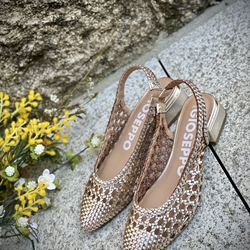 BAILARINAS GIOSEPPO TRENZADAS DE PIEL EN COLOR PLATINO PARA MUJER PISKOVE - Imagen 1