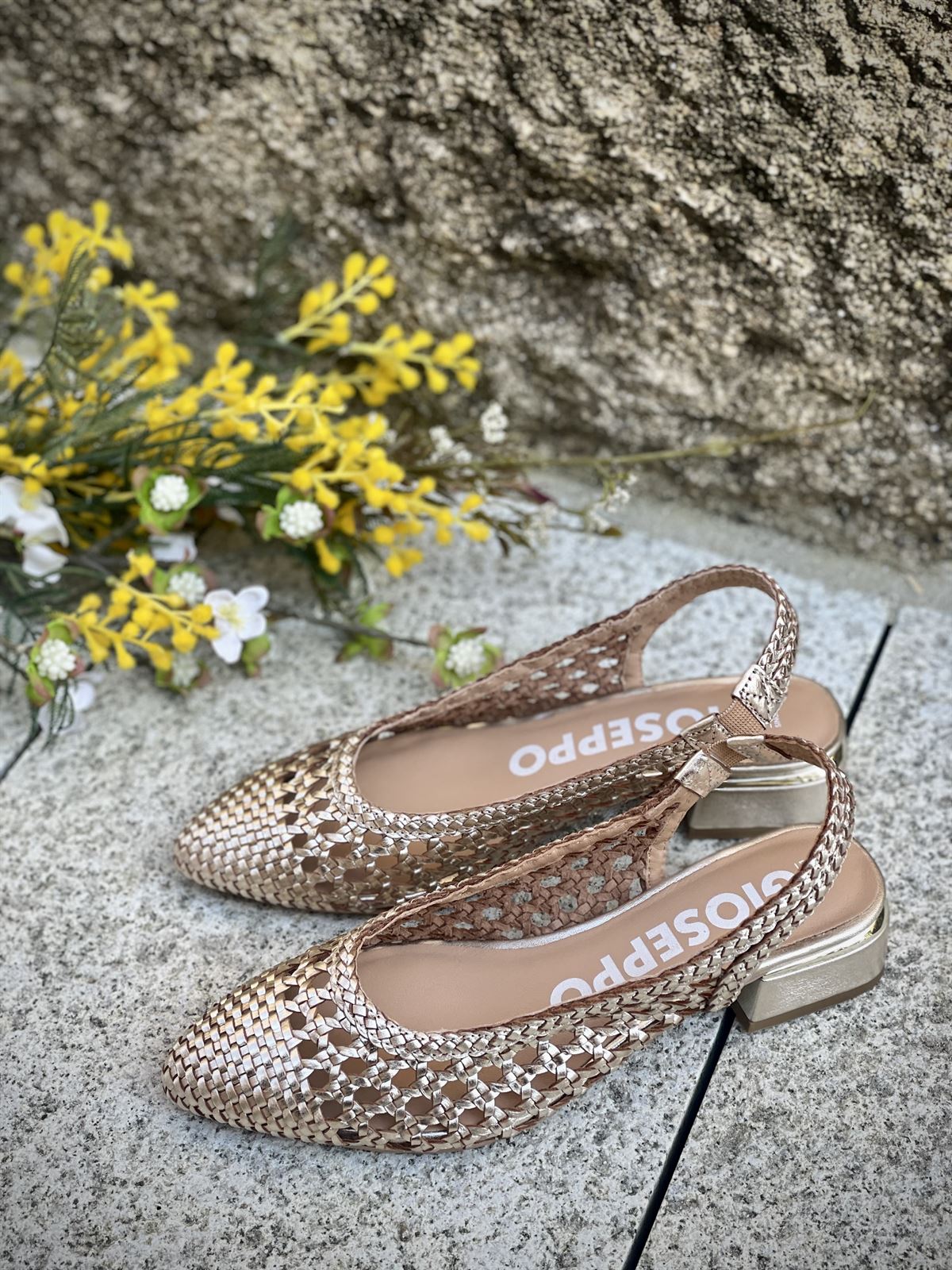 BAILARINAS GIOSEPPO TRENZADAS DE PIEL EN COLOR PLATINO PARA MUJER PISKOVE - Imagen 7