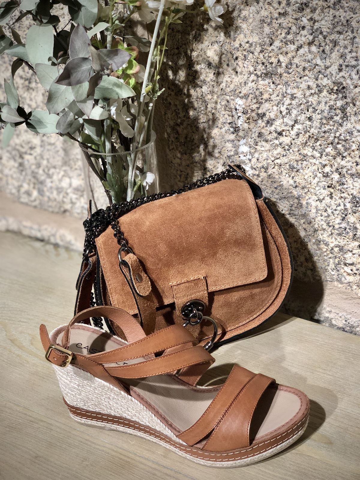 Bandolera camel piel Bolsos