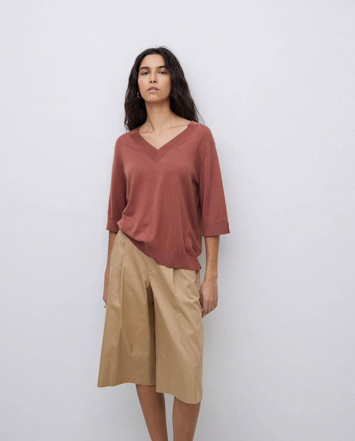 BERMUDAS  Yerse TEJIDO GABARDINA CAMEL - Imagen 2