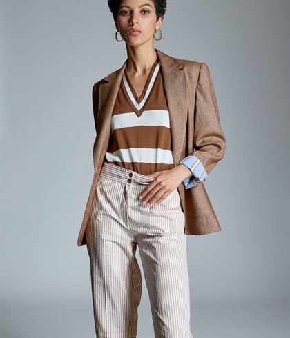 Blazer Alba Conde 1105-310-37 lino entallada marrón - Imagen 1