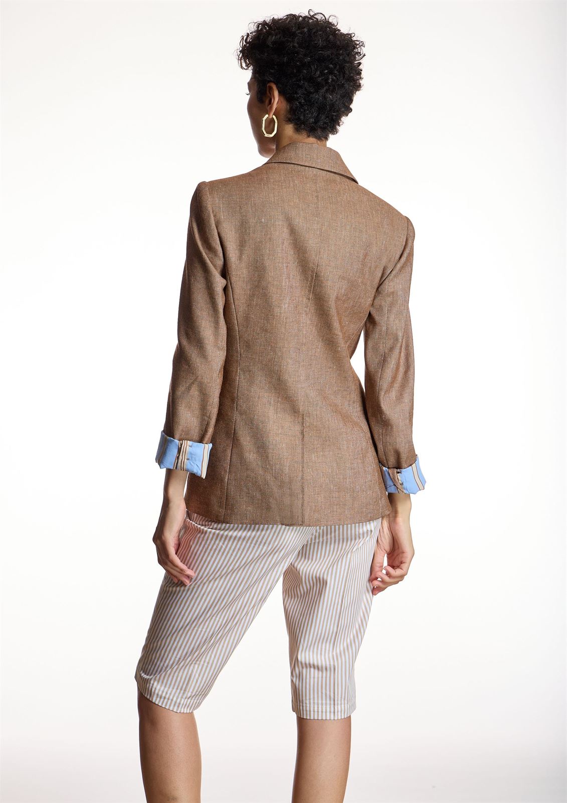 Blazer Alba Conde 1105-310-37 lino entallada marrón - Imagen 2