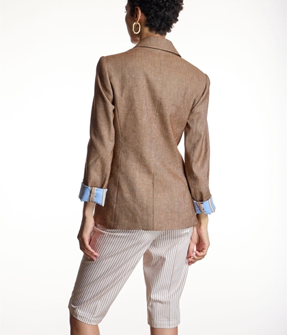 Blazer Alba Conde 1105-310-37 lino entallada marrón - Imagen 2