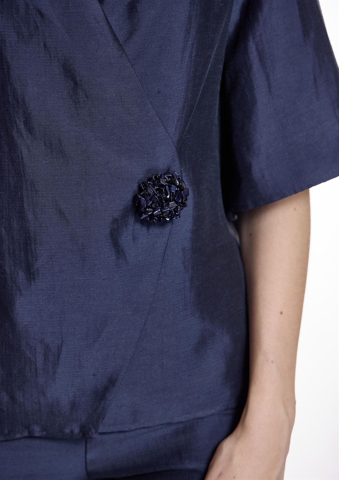 Blusa Alba conde 1308 azul marina satinada - Imagen 1