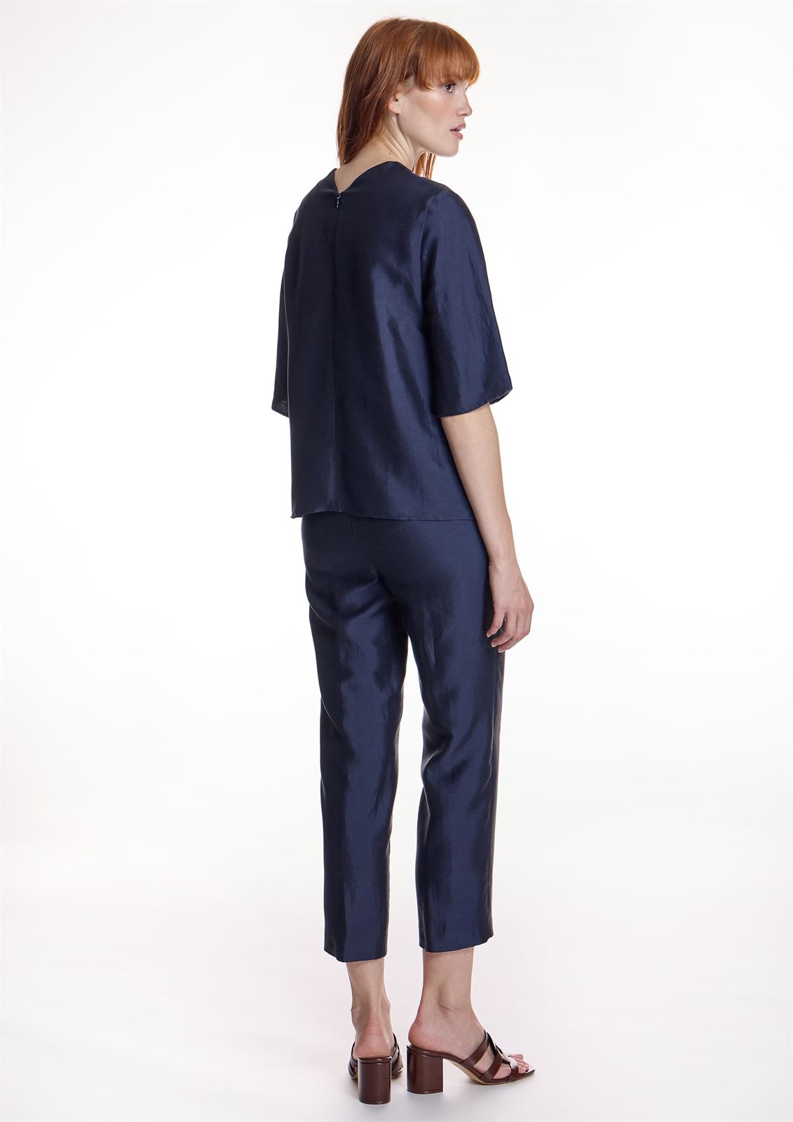 Blusa Alba conde 1308 azul marina satinada - Imagen 5