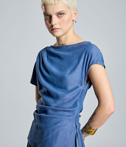 Blusa Alba Conde 2318-406-36 ASIMÉTRICA  TENCEL vaquero azul - Imagen 1