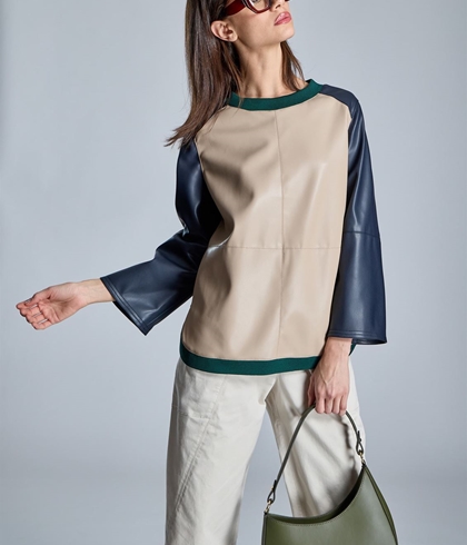 Blusa Alba Conde 5319-304-13 efecto piel bicolor - Imagen 1
