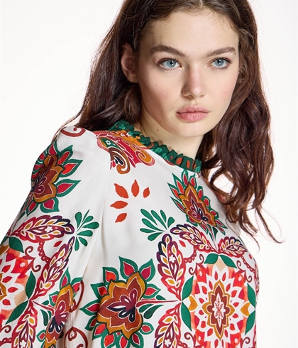 BLUSA  Alba Conde 5321 MULTICOLOR ESTAMPADO PAÑUELO VERDES - Imagen 1