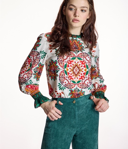 BLUSA  Alba Conde 5321 MULTICOLOR ESTAMPADO PAÑUELO VERDES - Imagen 2