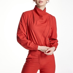 BLUSA Alba Conde 5323 CON CUELLO ALTO CRUZADO TEJA - Imagen 1