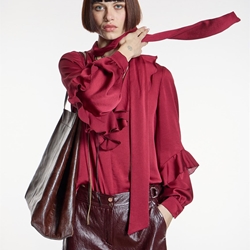 Blusa Alba Conde  6305 con volantes granate - Imagen 1