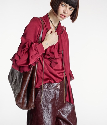 Blusa Alba Conde  6305 con volantes granate - Imagen 2