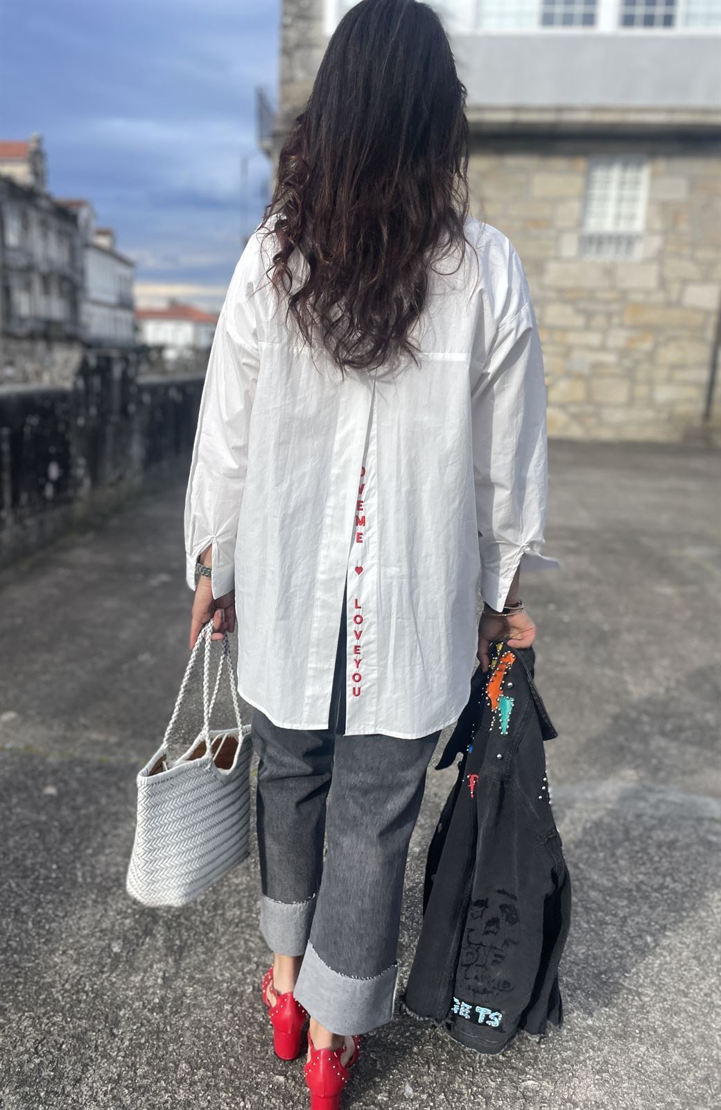 Blusa blanca LOVE larga blanca - Imagen 3