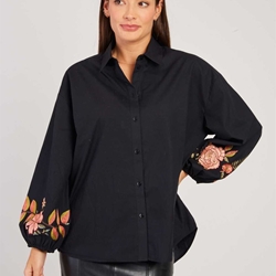 Blusa Derhy HEIDELBERG bordada negra - Imagen 2